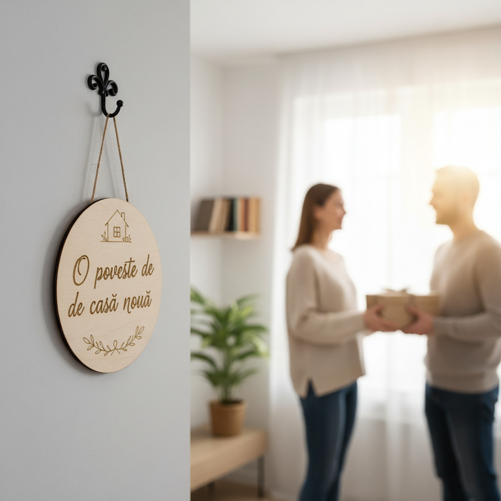 Decorațiune de Ușă Personalizată din Lemn – Plăcuță Nume Familie, Cameră Copii sau "Bun Venit"