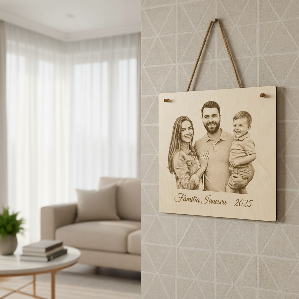 Plăcuță Decorativă Personalizată cu Fotografie și Text - Cadou Unic