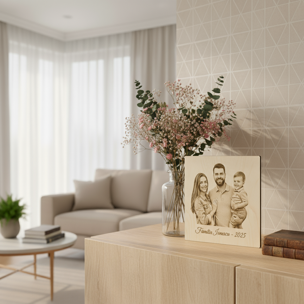 Plăcuță Decorativă Personalizată cu Fotografie și Text - Cadou Unic