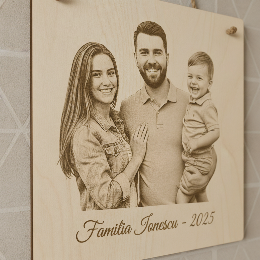 Plăcuță Decorativă Personalizată cu Fotografie și Text - Cadou Unic